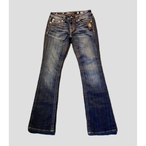 NWT Miss Me Standard Boot Jeans Women's 30 X 35" Low Rise Bling Pockets $119.50
